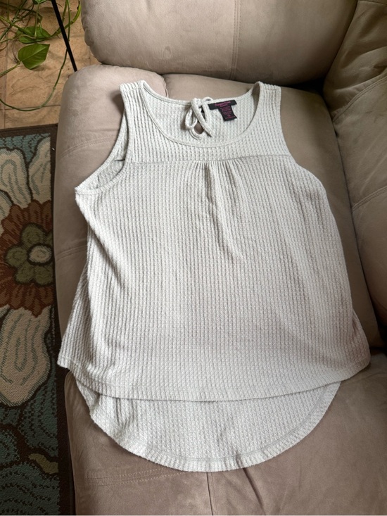 Canyon Creek Tops - Canyon Creek Light Grey Sleeveless Waffle Knit Tunic with tie back